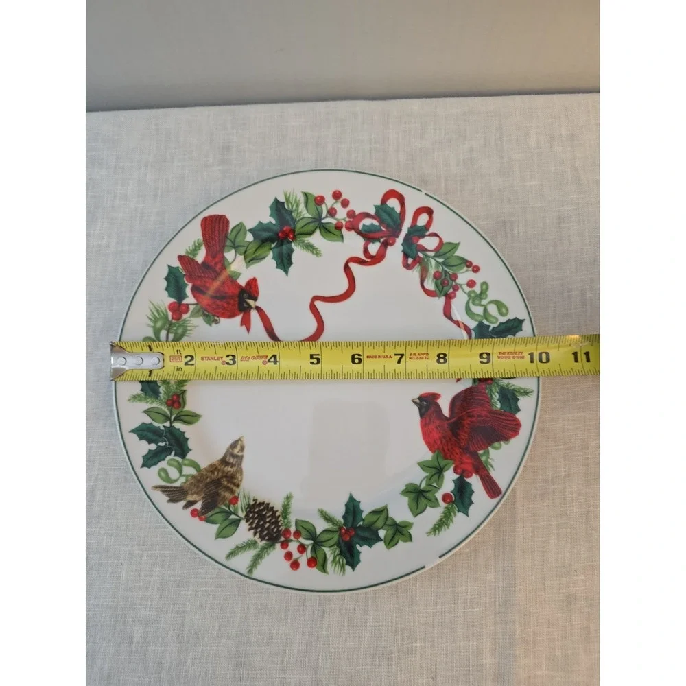 Vintage Royal Norfolk Cardinal Ribbon Christmas Dinner Plate